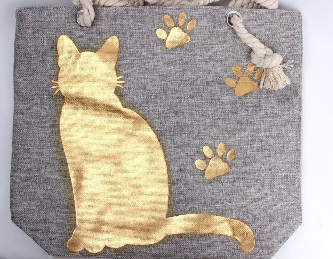  Carry bag w bold gold printed cat and paws  Style :AL/4486 image 0